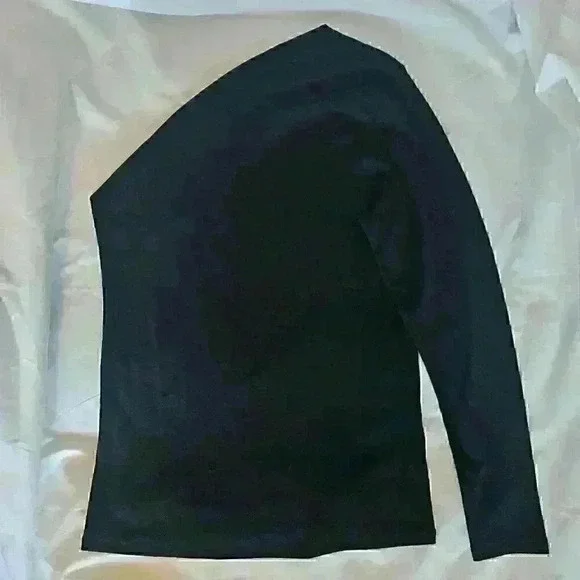 😍 New With Tags 😍 Banana Republic Cotton Modal One-Sleeve Top, Black, Size L - Picture 5 of 5